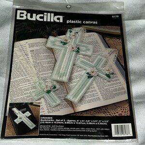 Vintage Bucilla Plastic Canvas #6178 Cross Bookmarks Kit Sealed